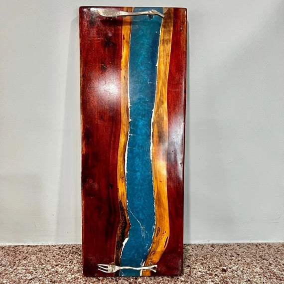 Cedar with Blue "River" Epoxy Charcuterie Board